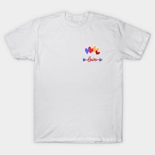 Love arrow , cupid design  in handwriting style with hearts for valentine's day T-Shirt